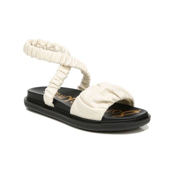 NWT SAM EDELMAN Womens Ivory Crocodile Velma Platform  Leather Sandals 8 M - Picture 1 of 5